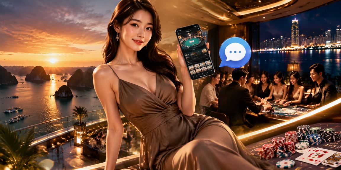 Trò chơi bài trực tuyến với cảnh vịnh Hạ Long và cà phê Việt Nam