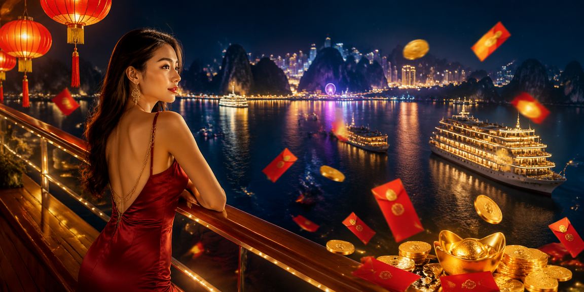 Phong bì đỏ thưởng VIP với đèn lồng lung linh trên vịnh Hạ Long