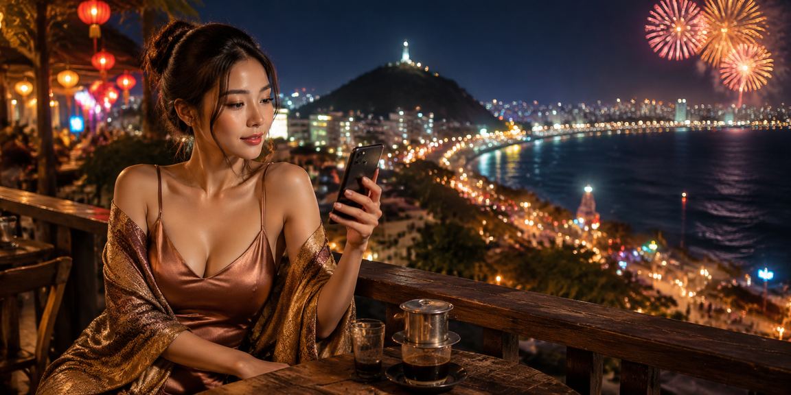 Người chơi thưởng thức trò chơi bài trực tuyến tại Vũng Tàu bên tách cà phê Việt